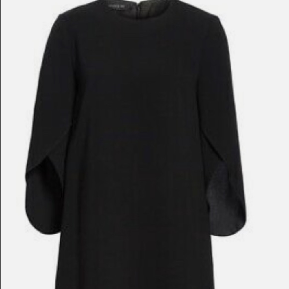 Lafayette 148 New York Plus Size XL Black Split-Sleeve Shift Dress Msrp $498.00